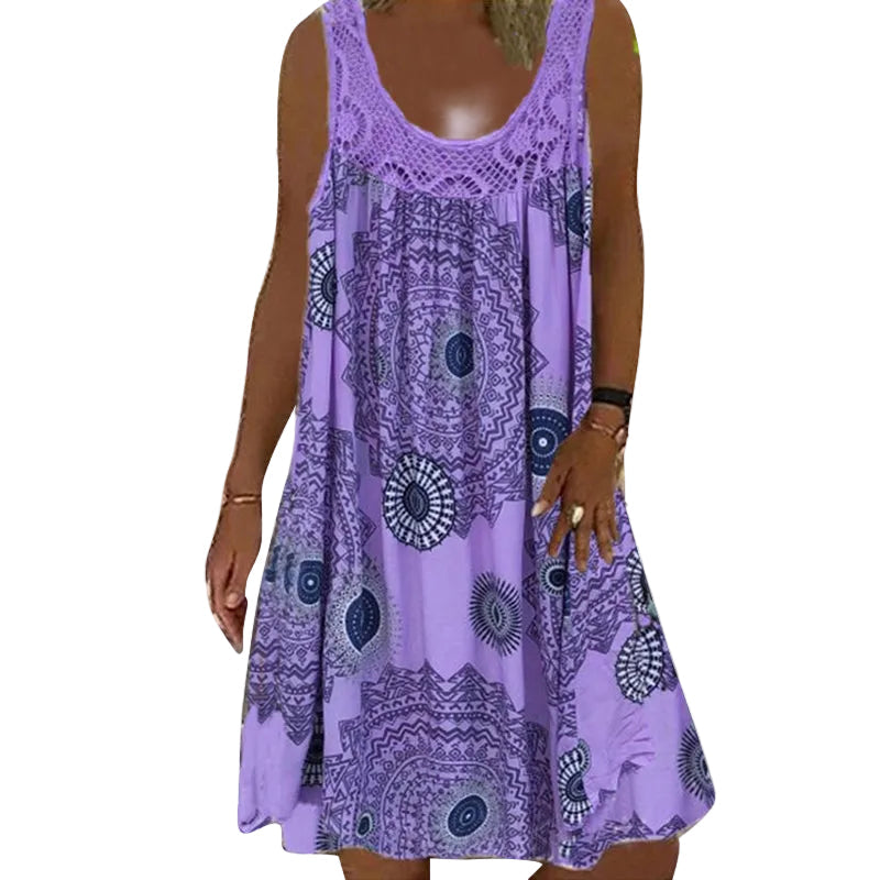 Dames Zomerjurk Mouwloos Speelse Print