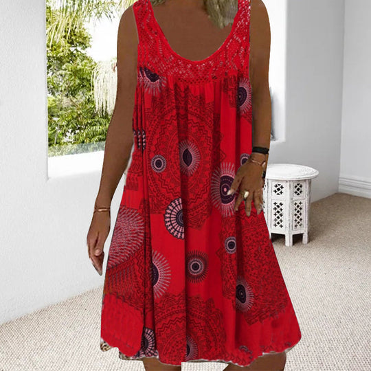 Dames Zomerjurk Mouwloos Speelse Print