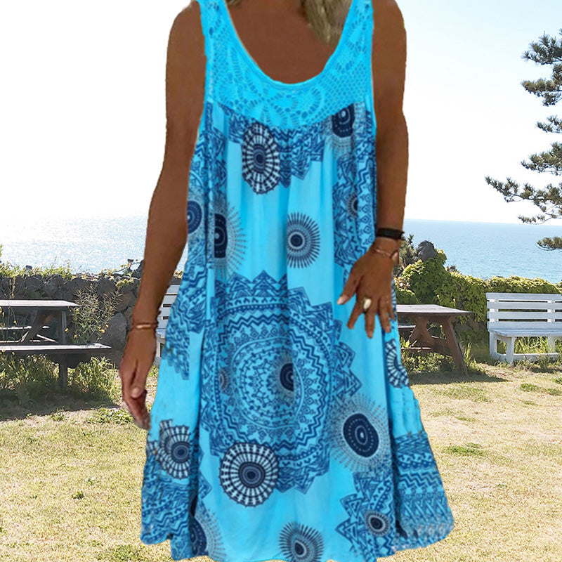 Dames Zomerjurk Mouwloos Speelse Print