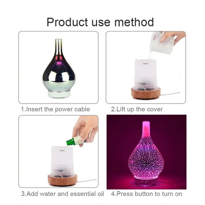 Aroma Diffuser 3D Glasvaas met LED Kleurverandering 6