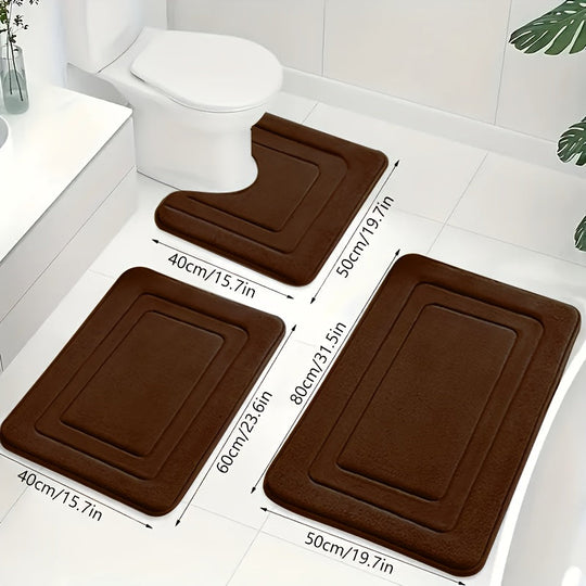 Badkamer Mat Set 3-delig met Comfort en Anti-slip 12