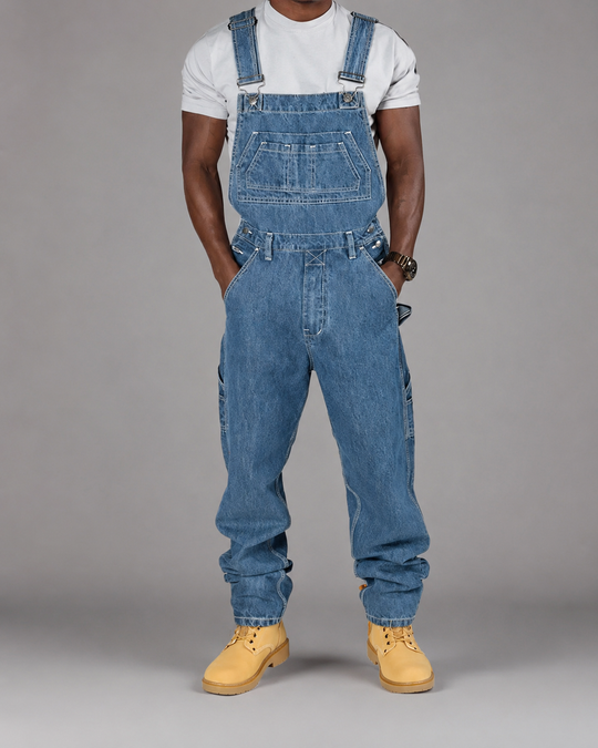 Heren Denim Overall met Splitdetails Casual Stijl