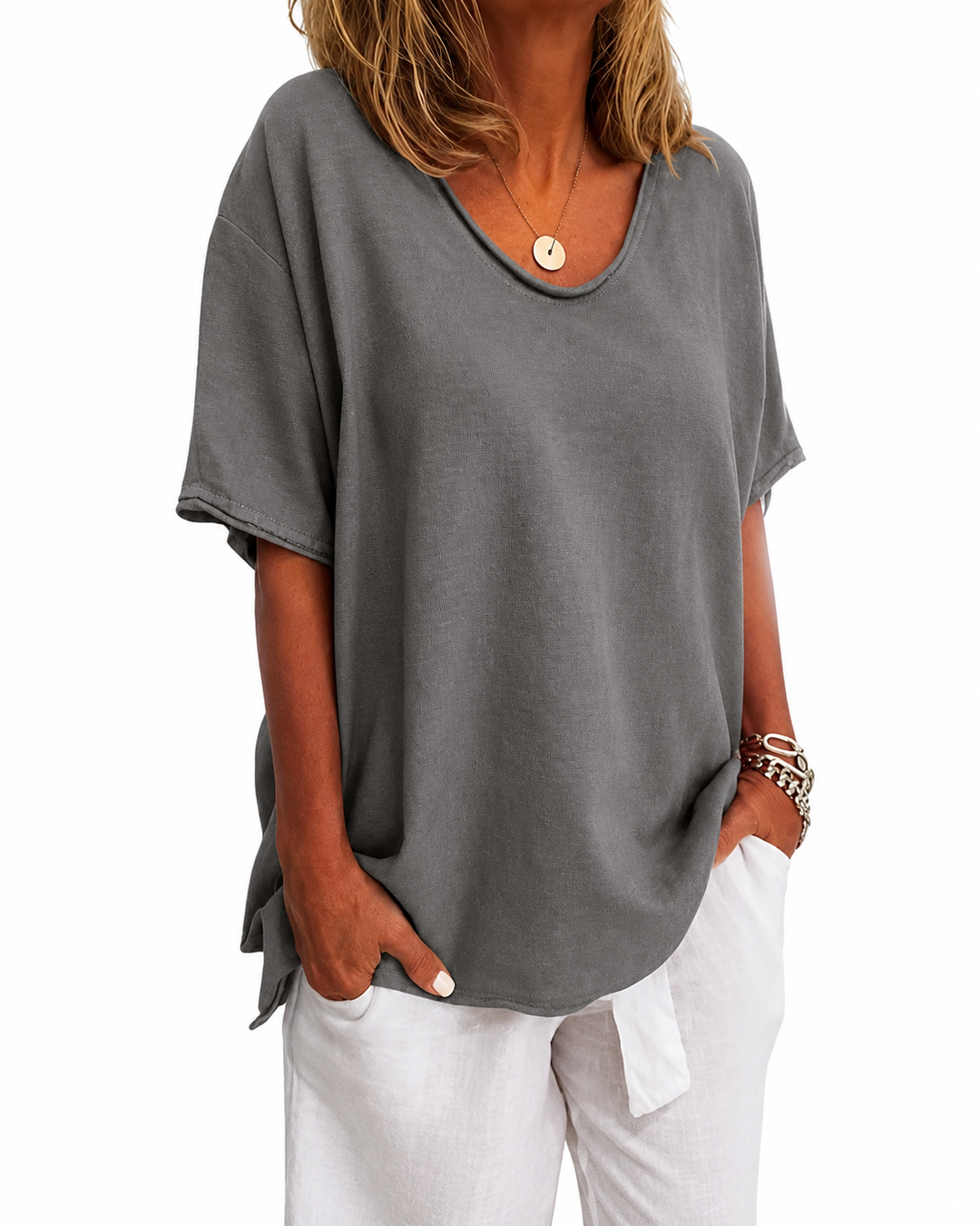 Dames Blouse V-Ausschnitt Luchtig