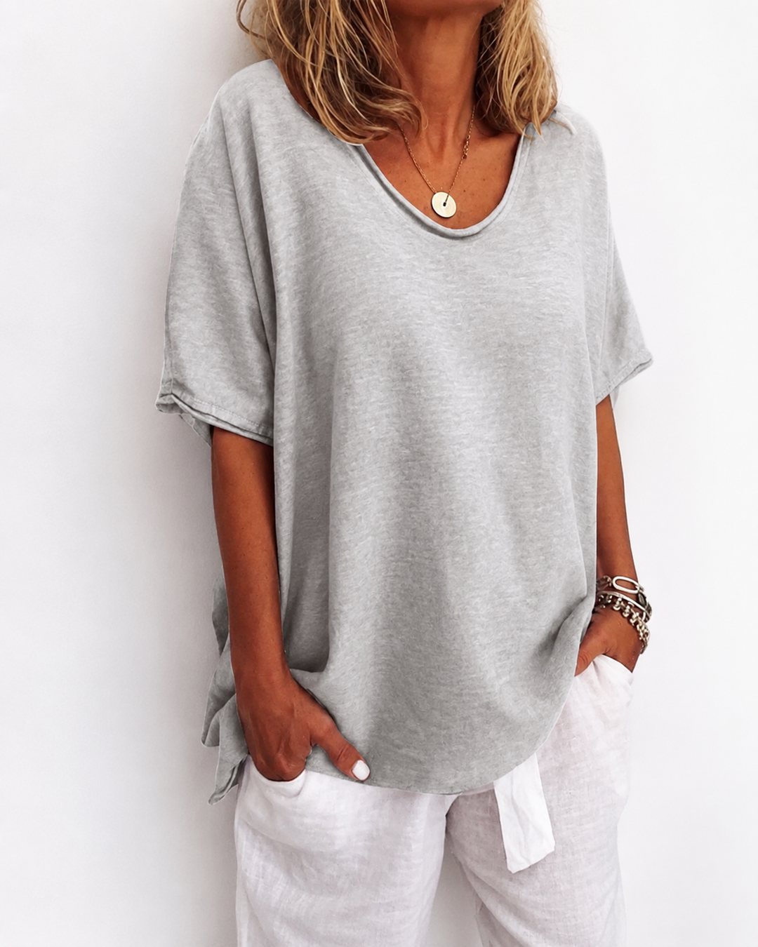 Dames Blouse V-Ausschnitt Luchtig
