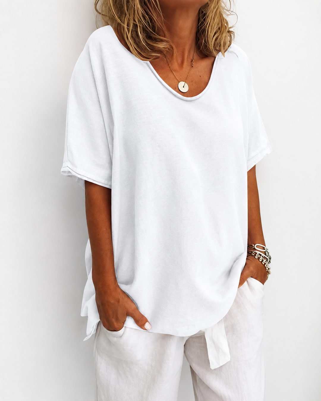 Dames Blouse V-Ausschnitt Luchtig