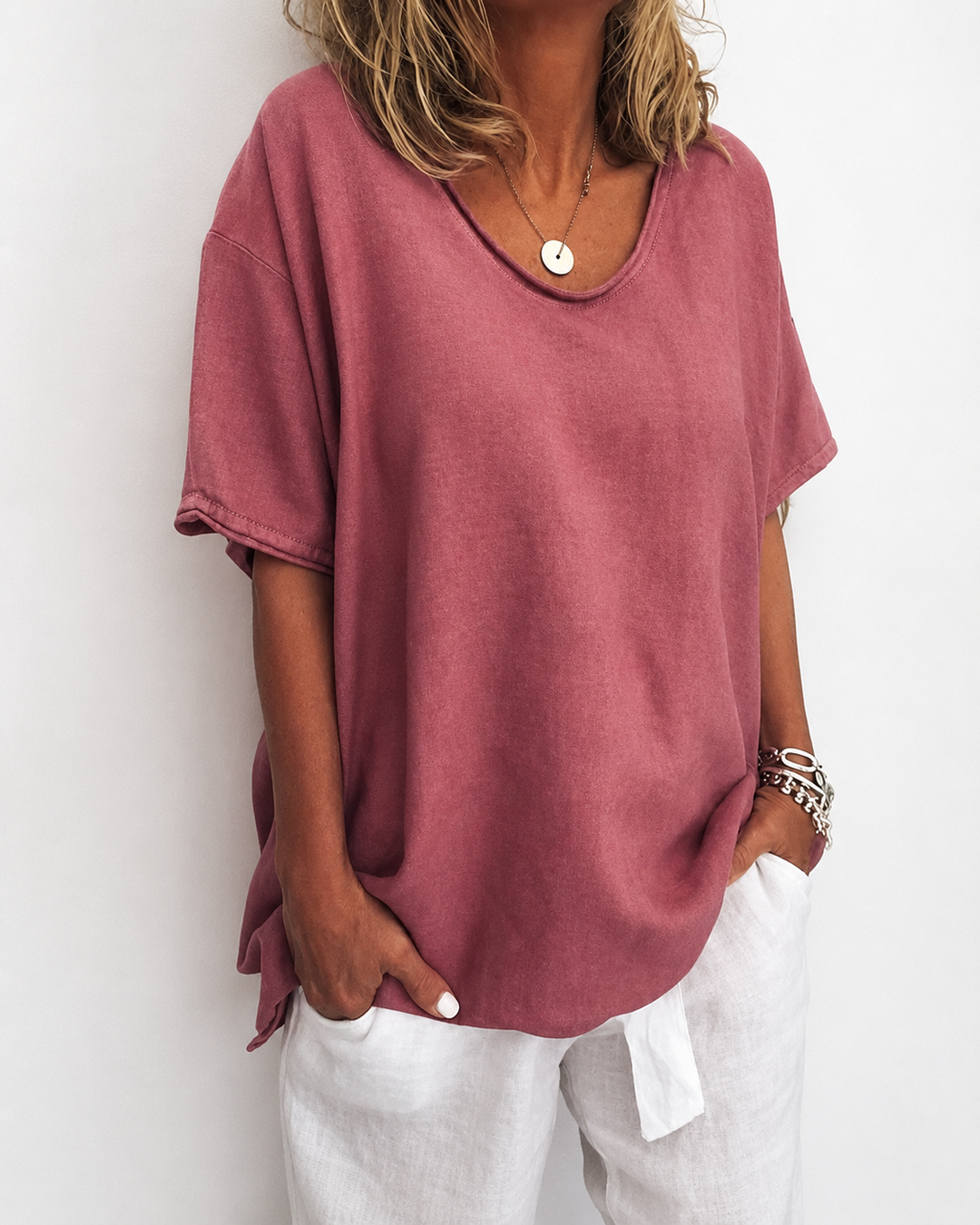 Dames Blouse V-Ausschnitt Luchtig