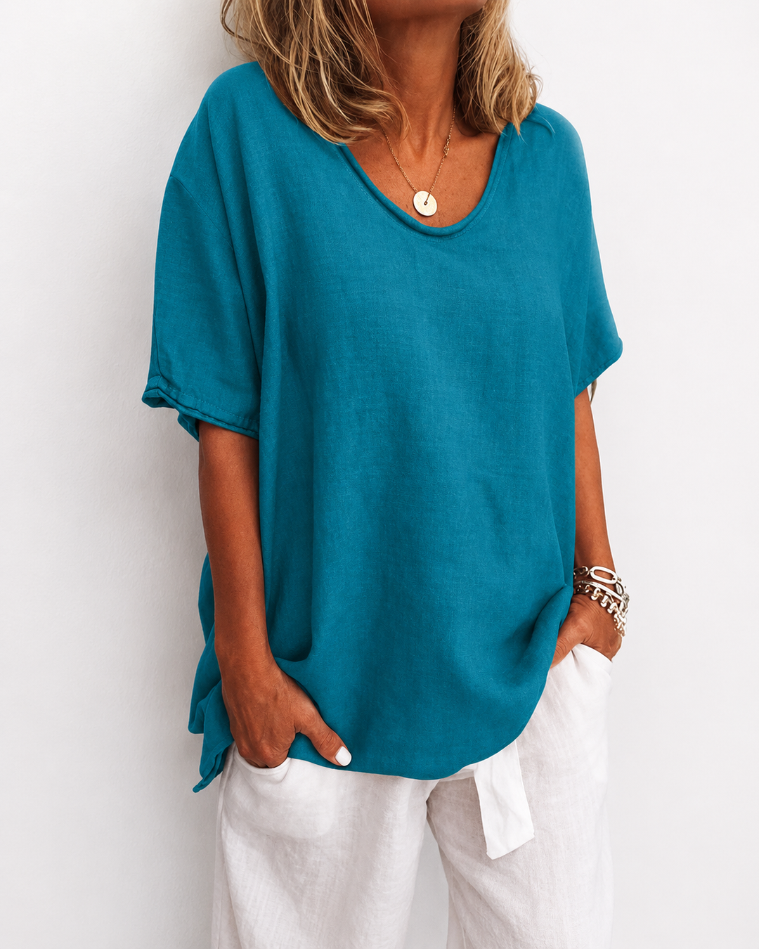 Dames Blouse V-Ausschnitt Luchtig