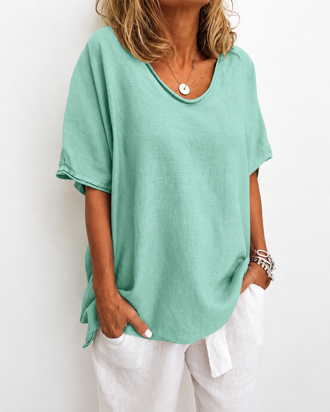 Dames Blouse V-Ausschnitt Luchtig