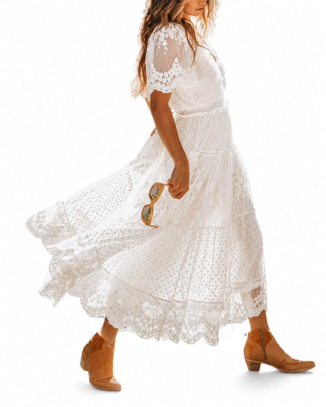 Vrouwen Maxi Jurk met Kanten en Klassieke Stijl
