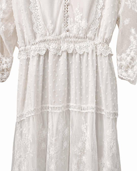Vrouwen Maxi Jurk met Kanten en Klassieke Stijl