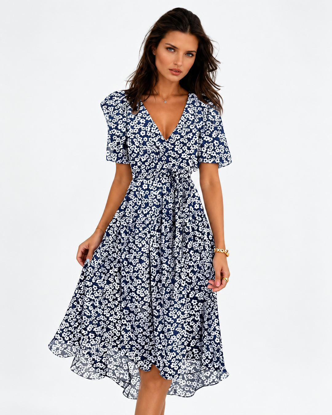 Vrouwen Korte Mouwen Jurk Elegante Polycotton Zomer Kleding Dames