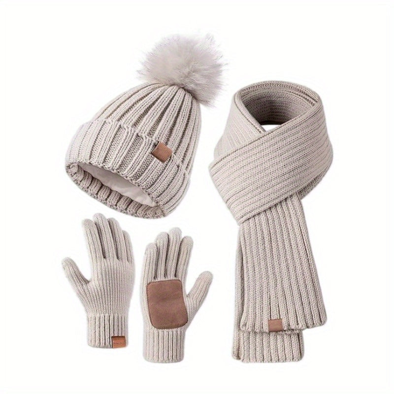 Dames 3-in-1 Winterset met Muts, Sjaal en Handschoenen 0