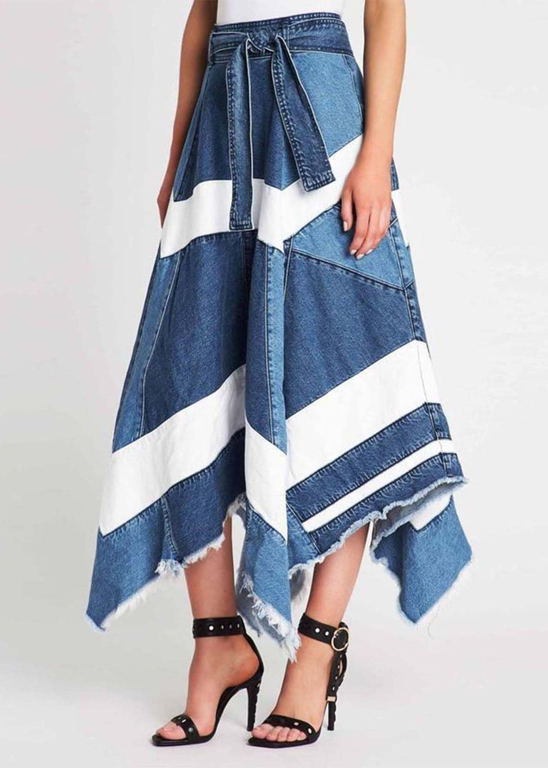 Dames A-lijn Rok Asymmetrisch Denim 3