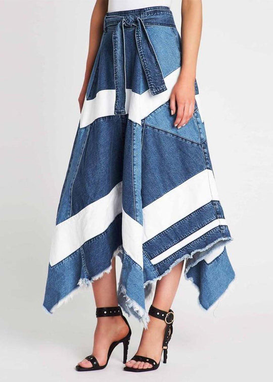 Dames A-lijn Rok Asymmetrisch Denim 3