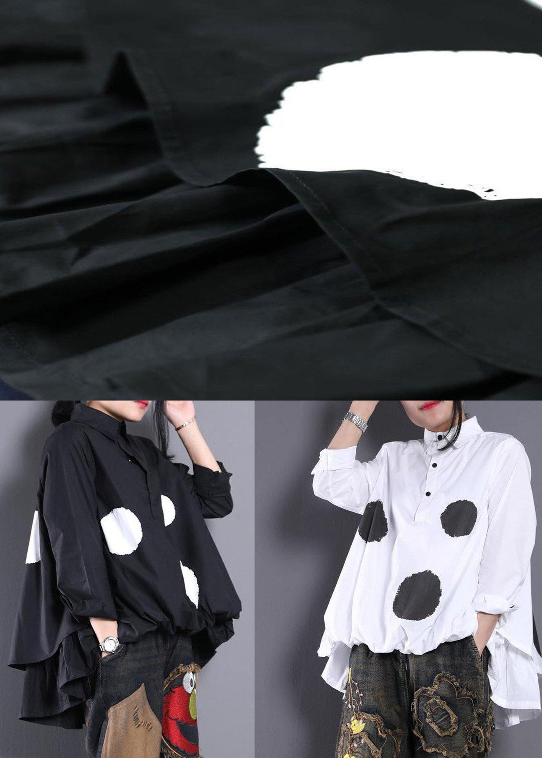 Dames Asymmetrisch Gestippeld Blouse 4