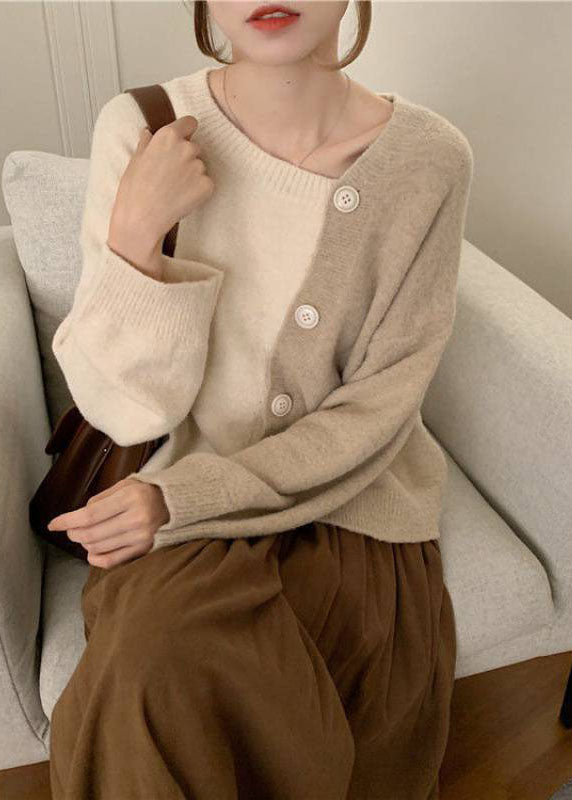Dames Asymmetrische Gebreide Wintertrui met Knoopdetails 2