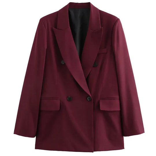 Dames Blazer Dubbele Knopen Lapelekraag voor Werk en Casual Outfits 0