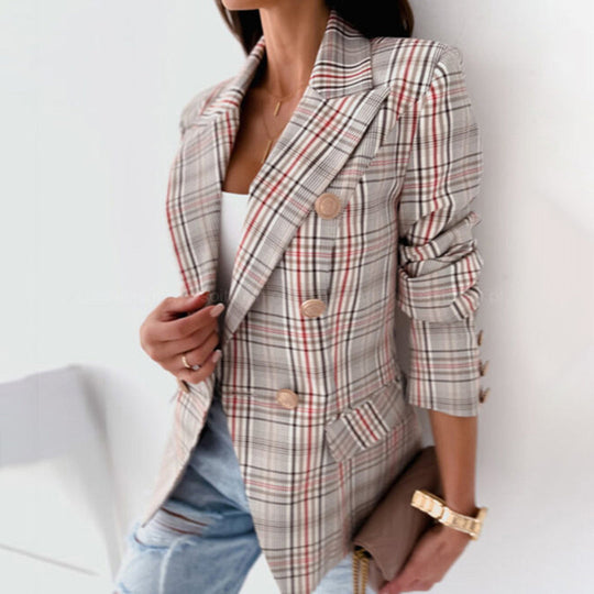 Dames Blazer met Ruitpatroon en Thermische Voering 2