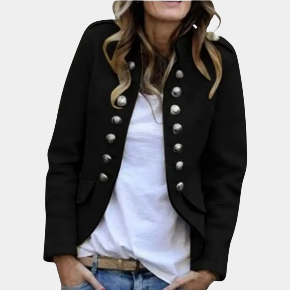 Dames Blazer met Stand-Up Krave en Knoopsluiting 1