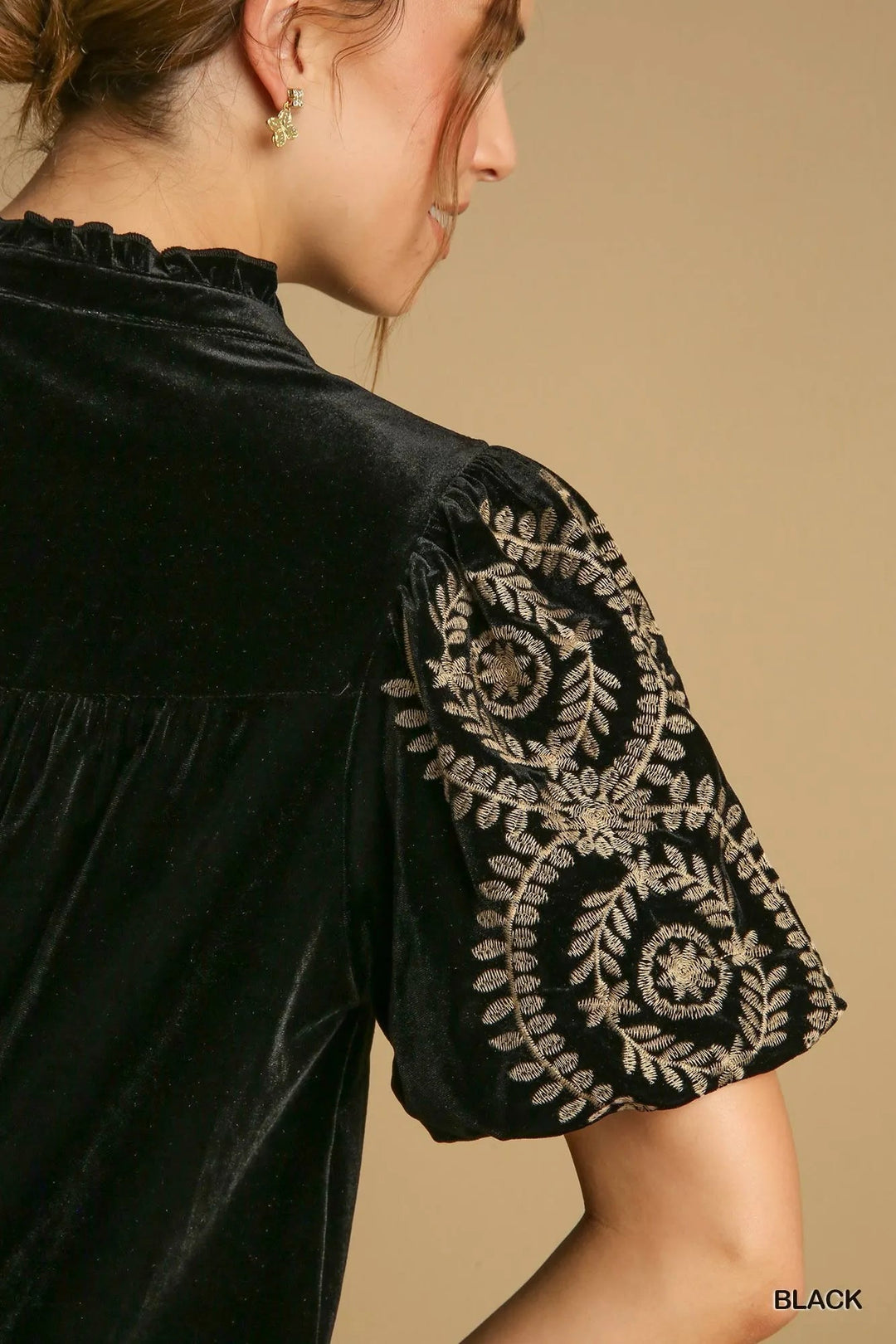 Dames Blouse Borduurwerk Fluwelen Mouwen Polyester Spandex 3