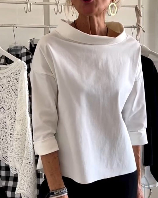 Dames Blouse Hoogwaardige Ademend Stof Tijdloos Design Met Hoge Kraag 1