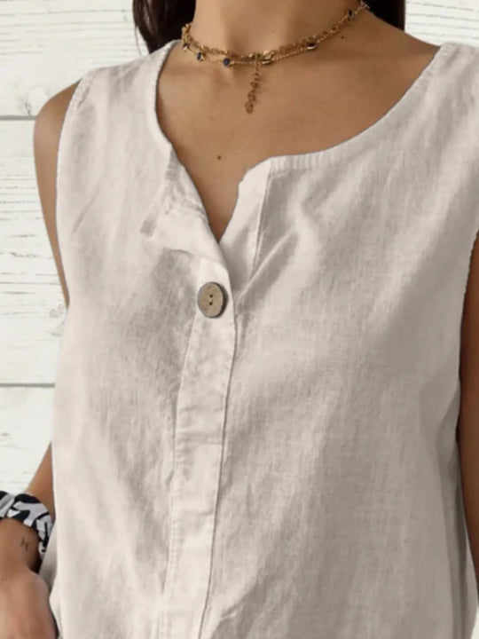 Dames Blouse Mouwloos Casual Linnen 1