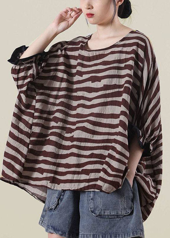 Dames Boho Shirt met O-hals en Halve Mouwen 1