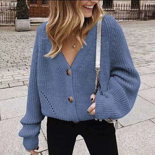 Dames Cardigan Jas Chunky Knit V-Hals 4