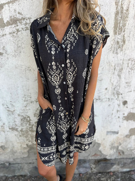 Dames Casual Korte Mouwen Linnen Shirt Met Zak 5