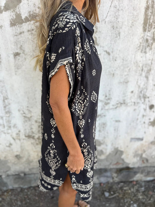 Dames Casual Korte Mouwen Linnen Shirt Met Zak 6