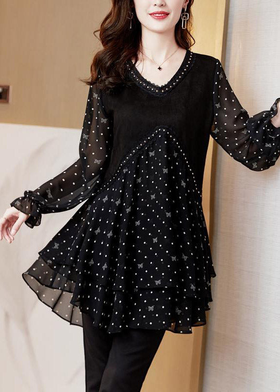 Dames Chiffon Top met V-hals en Gelaagd Design 3