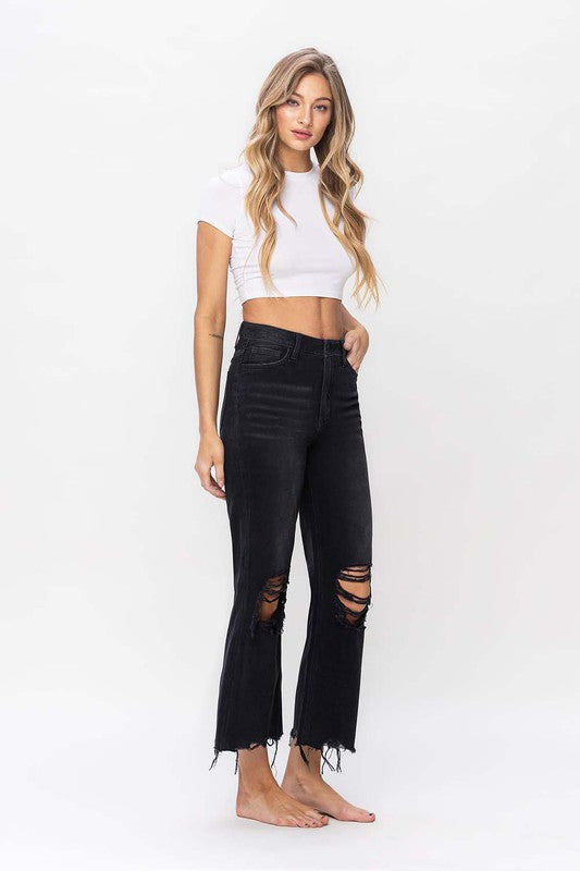 Dames Crop Flare Jeans Vintage 90's Zwart 2