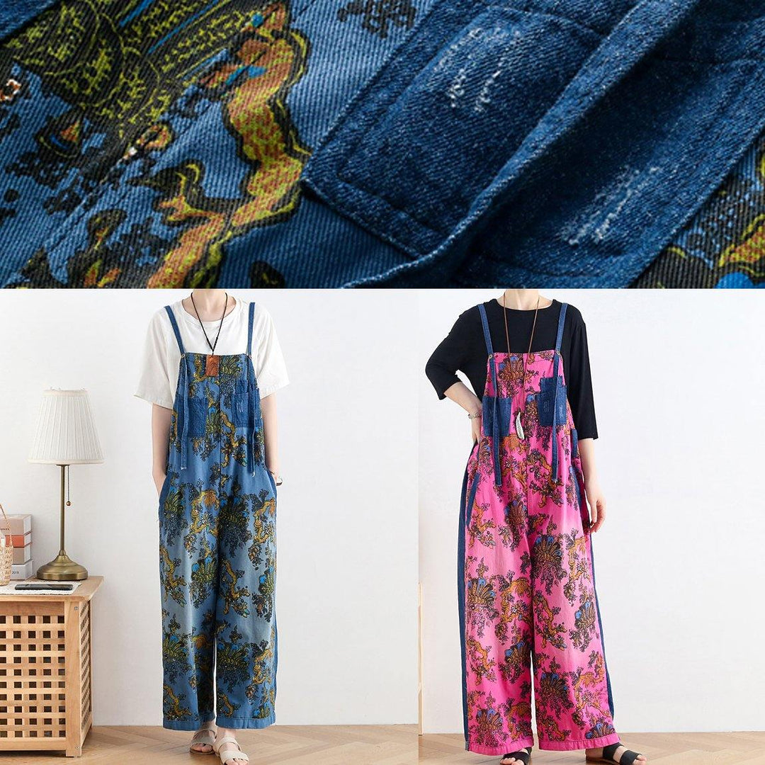 Dames Denim Overall Retro Etnische Stijl 4