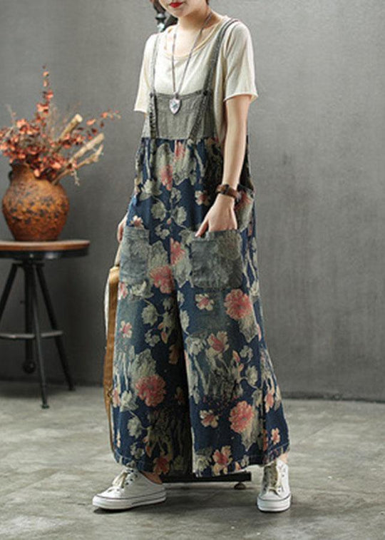 Dames Denim Romper met Print en Zakken 2