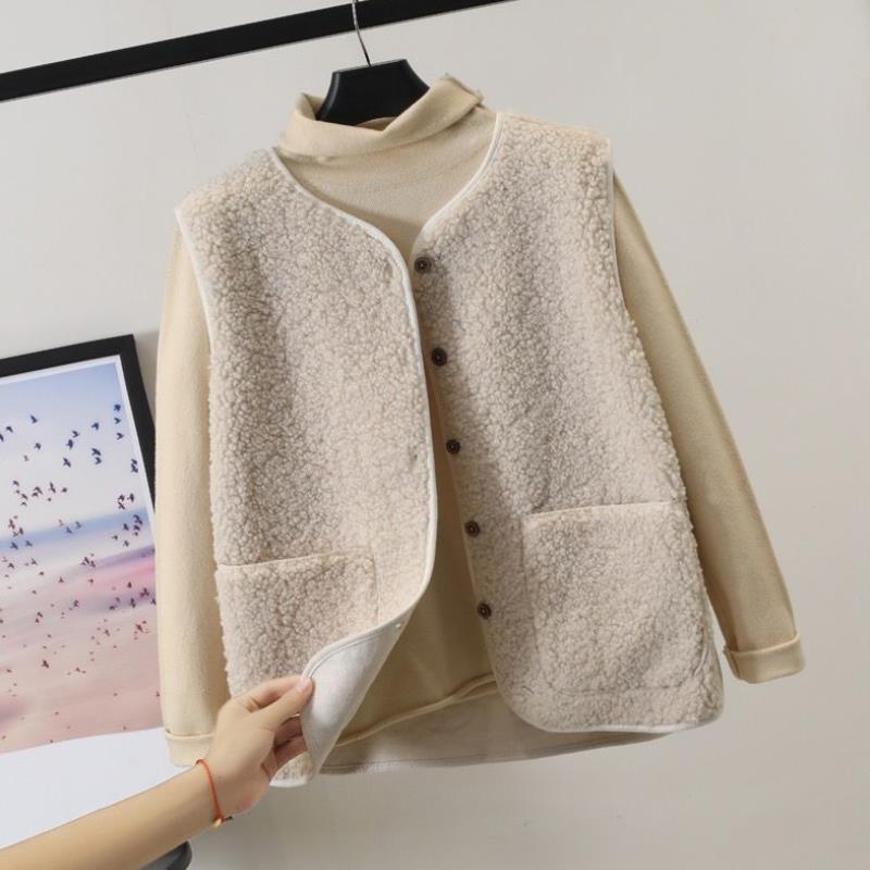 Dames Fleece Vest Mouwloos van Lamswol voor Herfst en Winter 6
