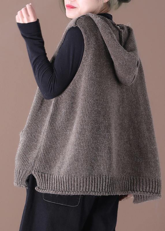 Dames Gebreid Vest Met Capuchon 2