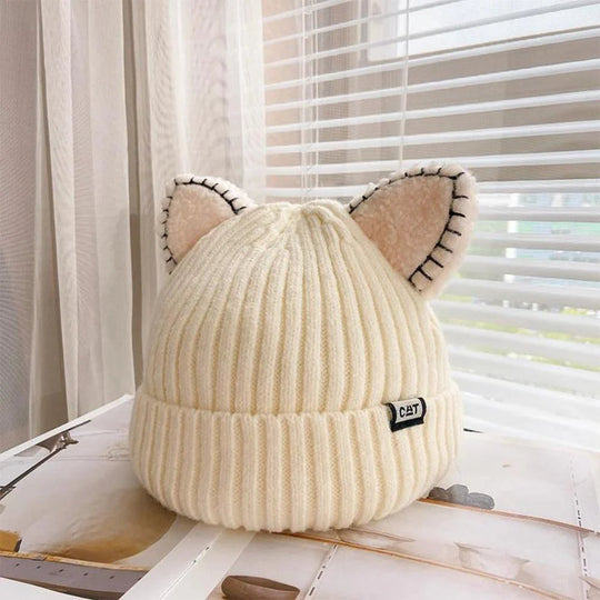 Dames Gebreide Wintermuts met Kattenoren 0