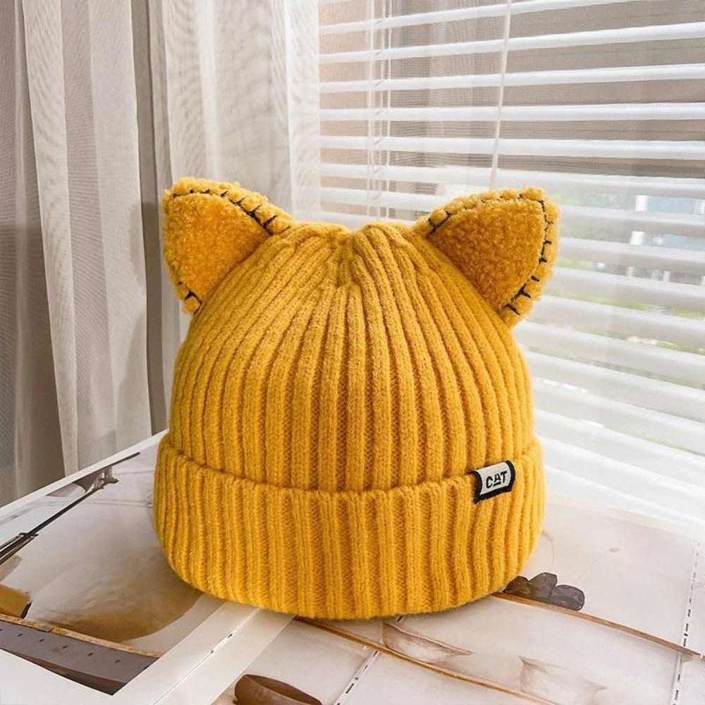 Dames Gebreide Wintermuts met Kattenoren 4