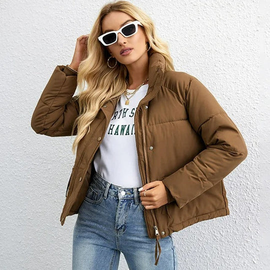 Dames Gewatteerde Jas Korte Trendy Stijl 4