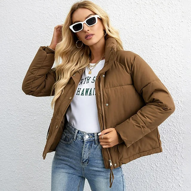 Dames Gewatteerde Jas Korte Trendy Stijl 9