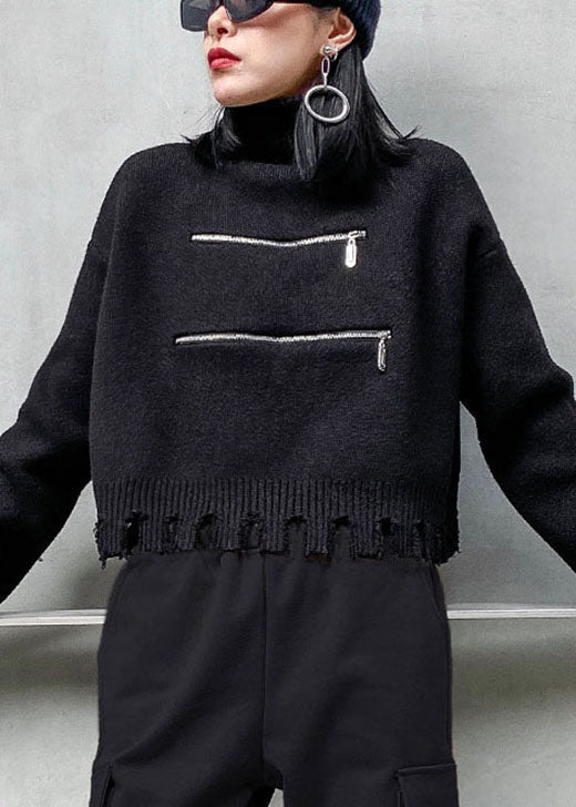 Dames Herfst Sweater met Kwastjes en Ritssluiting 1