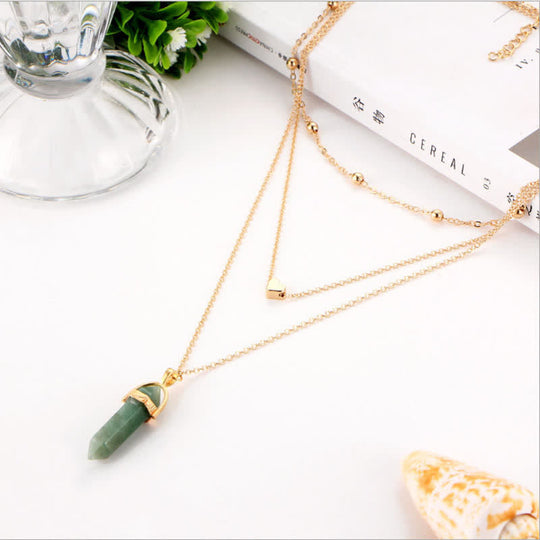 Dames Hexagon Edelsteen Ketting 2