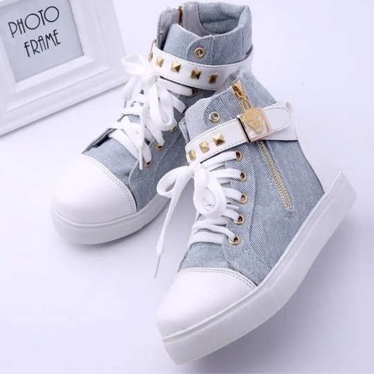 Dames Hoge Sneakers Met Rits Sportief 2