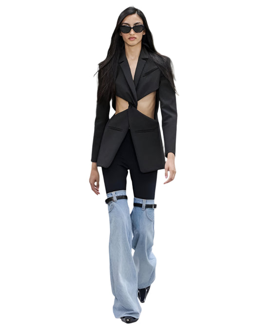 Dames Hoge Taille Rechte Wijde Pantalon Denim 0