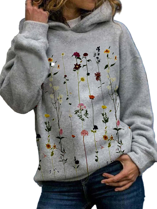Dames Hoodie Bloemenprint Casual Vintage Style 0