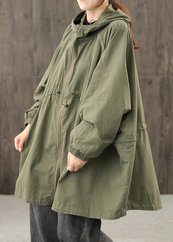 Dames Jacket met Ritssluiting en Capuchon in Legergroen 1