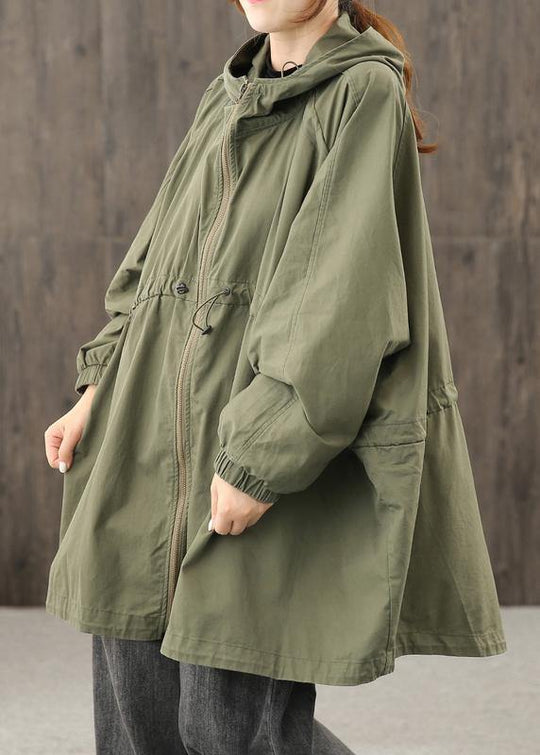 Dames Jacket met Ritssluiting en Capuchon in Legergroen 1