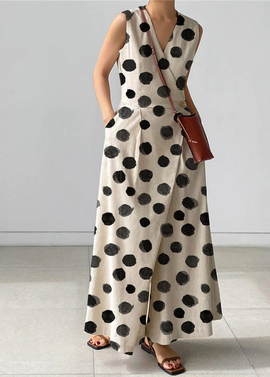 Dames Jumpsuit Met V-hals en Knoopzakken Losse Pasvorm 6