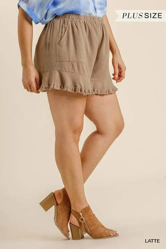 Dames Korte Broek Met Elastische Taille en Volants 1
