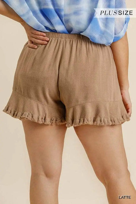 Dames Korte Broek Met Elastische Taille en Volants 2